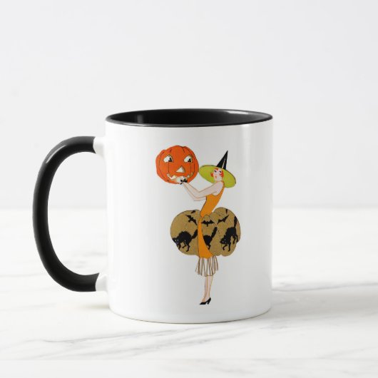 Mug Jeune fille des années folles avec Jack-o-Lantern (Gauche)
