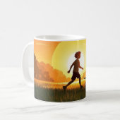 Mug Jeune garçon avec chien au coucher du soleil (Devant gauche)