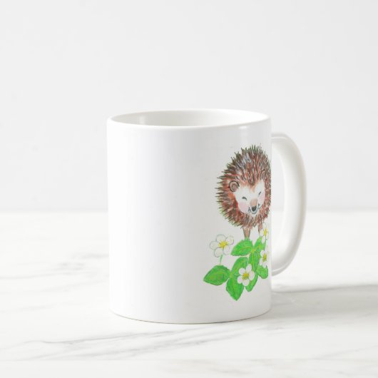 Mug Jeune Hérisson et Fleurs de fraises sauvages (Devant droit)