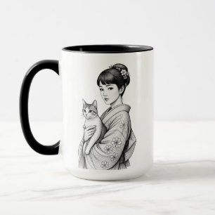 Mug Jeune Japonaise et son Chat