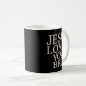 Mug Jeune Jésus vous aime Bro Amusant Christian Garçon (Devant droit)