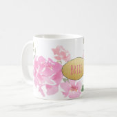 Mug Jeune mariée rose de feuille d'or de pivoines (Devant gauche)