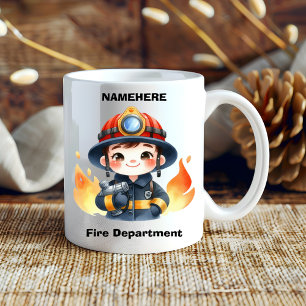 Mug Jeune pompier joyeux prêt à se battre