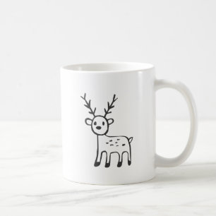 Mug Jeunes cerfs communs dans le croquis noir et blanc
