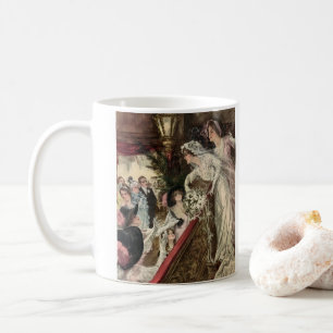Mug Jeunes mariés vintage, mariée victorienne lançant 