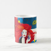 Mug JEUX ANNIVERSAIRE ! Belle femme de mode POP-ART (Centre)