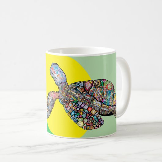 Mug Jeweled Turtle Art Coffee Cup (Devant droit)