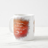 Mug Jitter Juice Junkie - café art sur blanc. (Devant gauche)