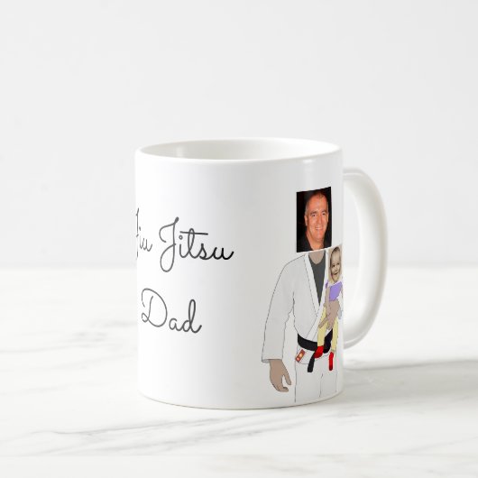 Mug Jiu Jitsu Papa photos personnalisées et texte manu (Devant droit)