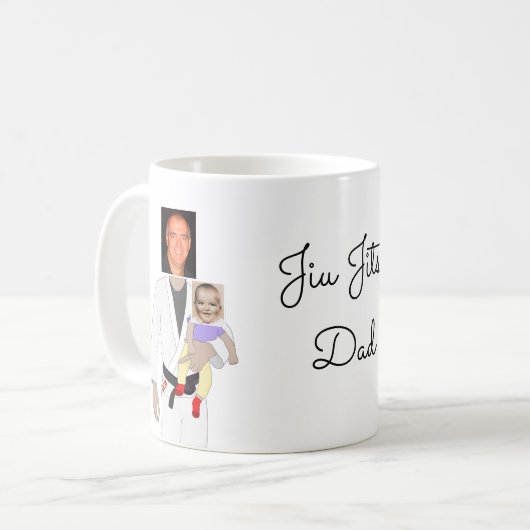 Mug Jiu Jitsu Papa photos personnalisées et texte manu (Devant gauche)