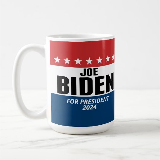 Mug Joe Biden 2024 - Design classique Rouge Blanc Bleu (Gauche)