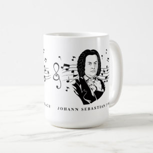 Mug Johann Sebastian Bach Portrait et buste avec notes