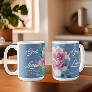 Mug John 3 16 Aquarelle rose Floral Christian