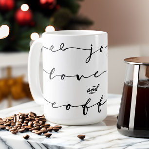 Mug Joie, amour et café   Élégant Jour férié d'écritur