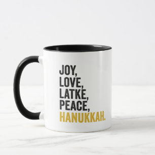 Mug Joie Amour Latkes Paix Hanukkah Drôle Juif