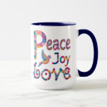 Mug Joie de paix colorée Joie Noël & Hanoukka<br><div class="desc">Ce design coloré et vif peint à la main est une façon parfaite de rehausser votre cadeau de vacances de saison!</div>