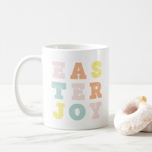 Mug Joie de Pâques typographique Pastels modernes (Avec donut)