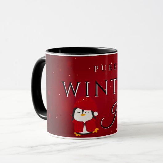 Mug Joie d'hiver pure avec manchot (Devant gauche)