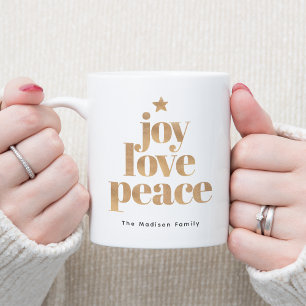 Mug Joie Élégante, Amour, Paix Or Noël