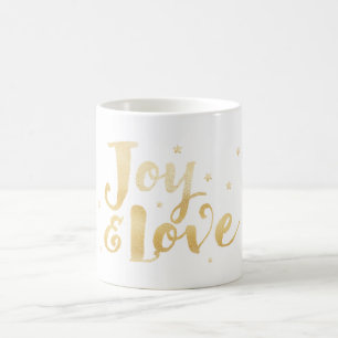Mug Joie et amour   Élégante écriture manuscrite Étoil