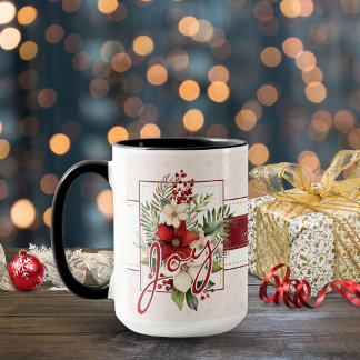 Mug Joie Florale Élégante Écriture Personnalisée Noël