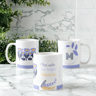 Mug Joie florissante : Monogramme floral personnalisé