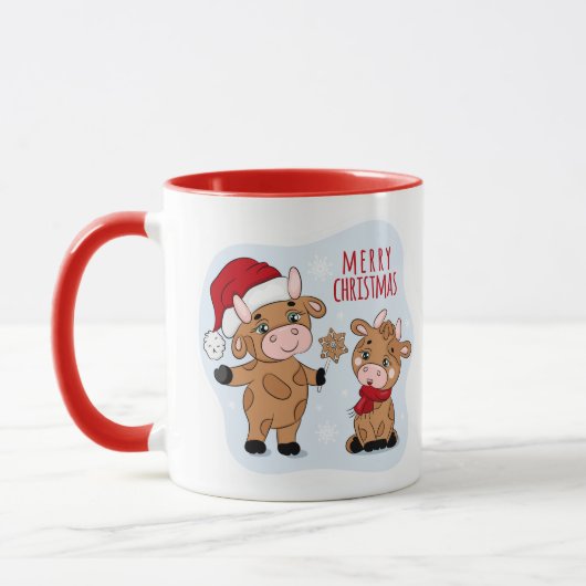 Mug Joie Joie Vaches de Noël Festive Moderne (Gauche)