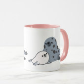 Mug Joint et chiot mignons de mère de bande dessinée (Devant droit)