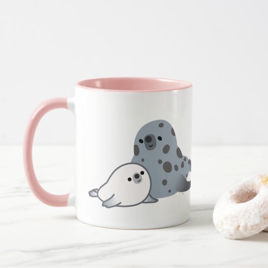 Mug Joint et chiot mignons de mère de bande dessinée (Avec donut)