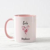 Mug Joli amour rose coeur floral (Gauche)