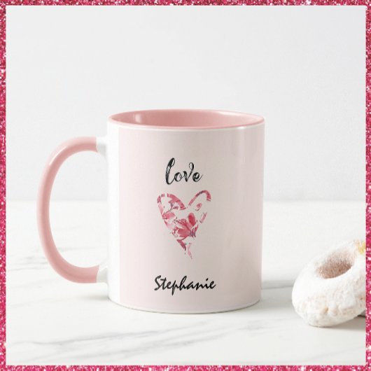 Mug Joli amour rose coeur floral