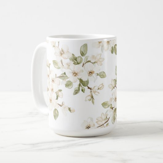 Mug Joli arbre à fleurs crème (Devant gauche)