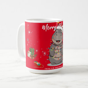 Mug Joli arbre de Noël hippopotame safari zoo Xmas car