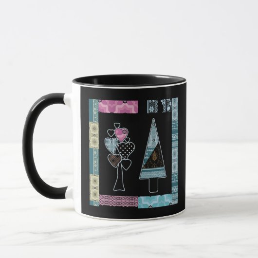 Mug Joli arbre en patchwork de formes abstraites noir (Gauche)
