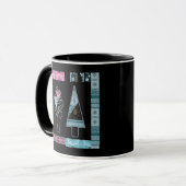 Mug Joli arbre en patchwork de formes abstraites noir (Devant gauche)