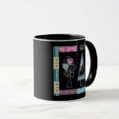 Mug Joli arbre en patchwork de formes abstraites noir (Devant droit)