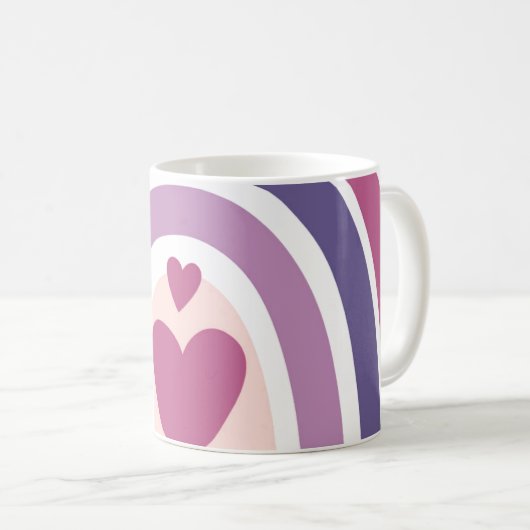 Mug Joli Arc En Ciel Et Coeurs Violet (Devant droit)