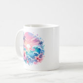 Mug Joli Art côtier rose et bleu Personnalisé (Devant gauche)