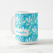 Mug Joli Art Fleur Bleu (Devant gauche)