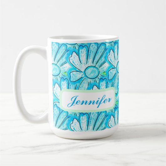 Mug Joli Art Fleur Bleu (Gauche)