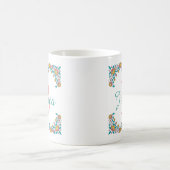 Mug Joli Art folklorique Cadre Floral Nom du monogramm (Centre)