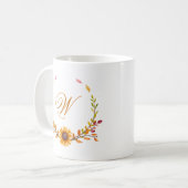 Mug Joli automne Bouquet de tournesol jaune Monogramme (Devant gauche)