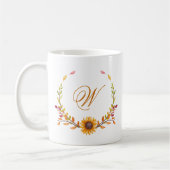 Mug Joli automne Bouquet de tournesol jaune Monogramme (Gauche)