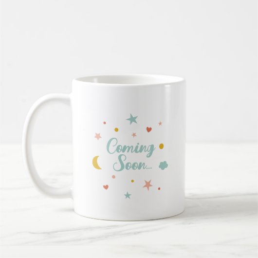 Mug Joli Bientôt avec lune, étoiles, coeurs, nuage (Gauche)