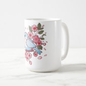 Mug Joli bleu de printemps oiseau & Fleur de cerisier (Devant droit)