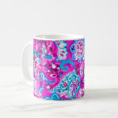 Mug Joli bleu rose fleurs motif (Devant gauche)