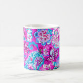 Mug Joli bleu rose fleurs motif (Centre)