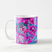 Mug Joli bleu rose fleurs motif (Gauche)