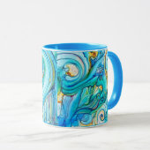 Mug Joli Blue Yellow Swirls Couleur Nom du cadeau Café (Devant droit)