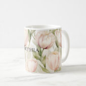 Mug Joli Blush Crème rose Tulips Floral (Devant droit)